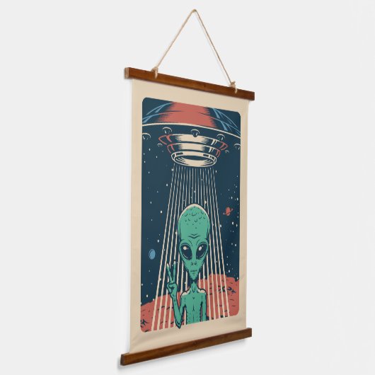UFO-Alien Wandteppich Mit Holzrahmen (Gewinkelt)
