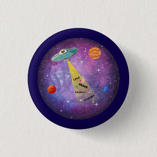 UFO Alien Weltraum Raumfahrtstars Button (Vorderseite)