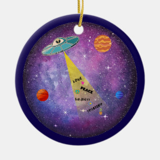 UFO Alien Weltraum Raumfahrtstars Keramik Ornament