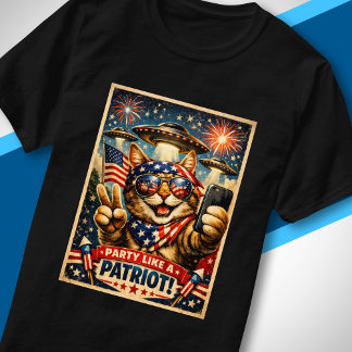 UFO Amerikanische Flagge Feiere wie ein Patriot Lu T-Shirt