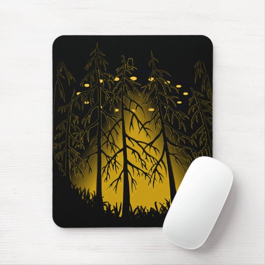 UFO Art Mousepad Flying Saucer mit Owl Art Mousepa (Mit Mouse)