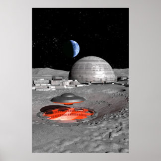 Ufo auf dem Mond Poster