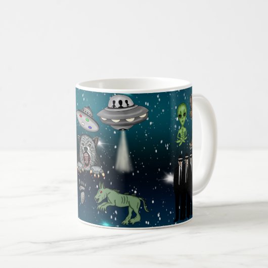 UFO Außerirdischen Chupacabra Bigfoot Cryptids Kaffeetasse (VorderseiteRechts)