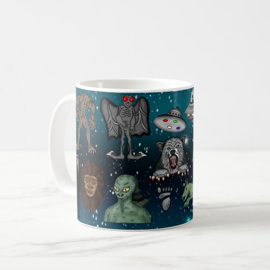 UFO Außerirdischen Chupacabra Bigfoot Cryptids Kaffeetasse (Vorderseite Links)