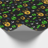 UFO-Außerirdischen, Sterne und Raumschiffe Geburts Geschenkpapier (Ecke)