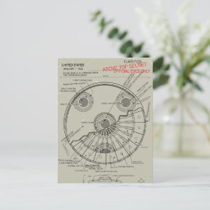 UFO Bauplan Einladungspostkarte