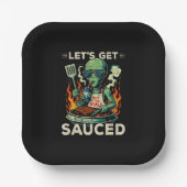 UFO BBQ Grill Picknick Lasst Uns Saucen Alien Lust Pappteller (Vorderseite)