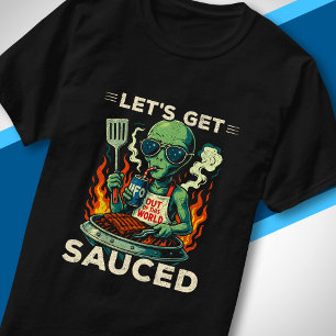 UFO BBQ Grill Picknick Lasst Uns Saucen Alien Lust T-Shirt