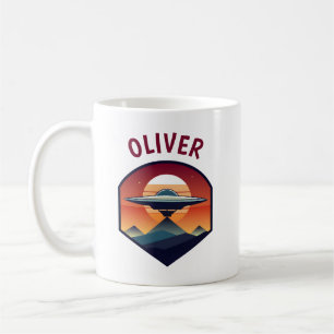 UFO bei Sonnenuntergang Personalisiert Kaffeetasse
