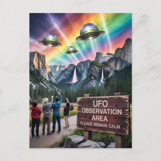 UFO-Beobachtungsfläche Bitte ruhig bleiben Postkarte (Vorderseite)