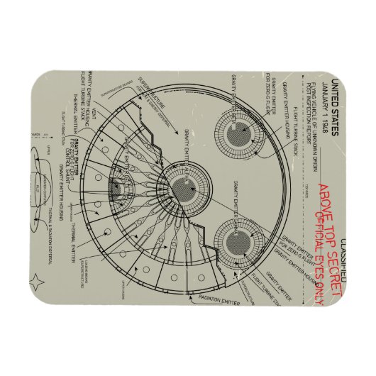 UFO Blueprint Magnet (Horizontal)