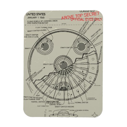 UFO Blueprint Magnet (Vertikal)