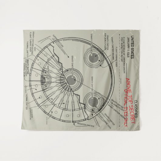 UFO Blueprint Wandteppich (Vorderseite (Horizontal))
