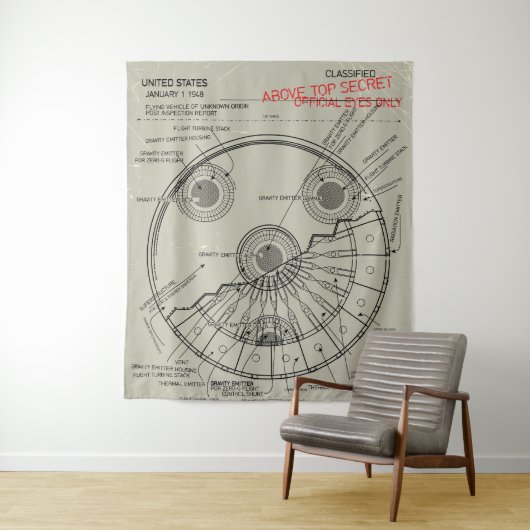 UFO Blueprint Wandteppich (Beispiel)