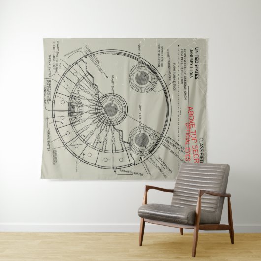 UFO Blueprint Wandteppich (Beispiel (Horizontal))