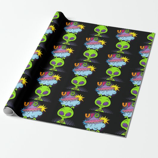Ufo Cartoon Geschenkpapier (Ungerollt)