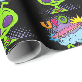Ufo Cartoon Geschenkpapier (Rolleneckpunkt)