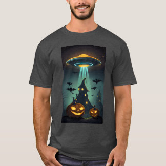 UFO Castle Halloween Vintag T-Shirt