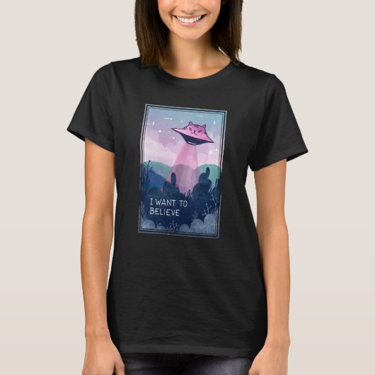 Ufo Cat Abduction Funny Alien Katze Woll ich zu Be T-Shirt (Vorderseite)