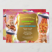 Ufo Cat Geburtstagsparty Einladung (Vorne/Hinten)