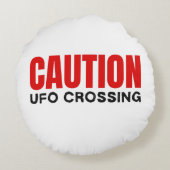 UFO Crossing Rundes Kissen (Rückseite)