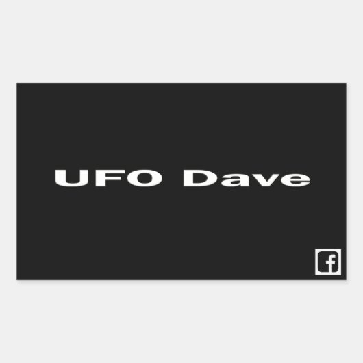 UFO Dave rechteckiger Aufkleber mit Facebook-Logo (Vorderseite)