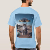 UFO Desert Cat Light Blue T - Shirt (Rückseite)