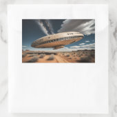 UFO, die über die Wüste fliegen Rechteckiger Aufkleber (Tasche)