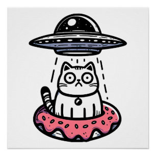 UFO-Donut-Katze Poster
