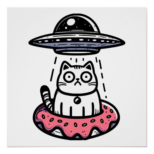 UFO Doughnut Cat Poster (Vorderseite)