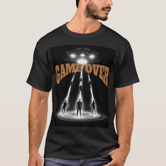 UFO Encounter Over Distant Planet: Cosmic Abductio T-Shirt (Vorderseite)