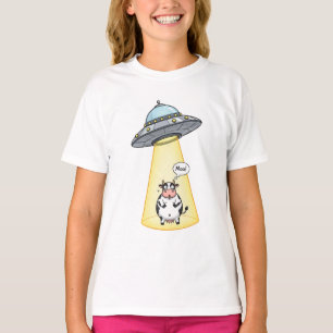 UFO entführt Cartoon-Kuh Kinder T-Shirt