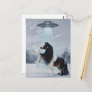 UFO entführt ein Gypsy Vanner Pferd Postkarte