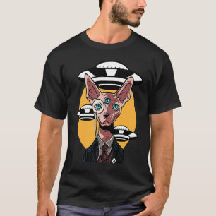 UFO Entführung Sphynx Katze Außerirdische Katze Be T-Shirt
