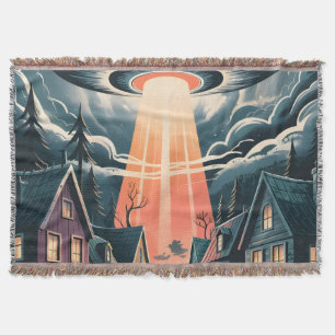 UFO-Entführungsnacht-Straßenillustration Decke