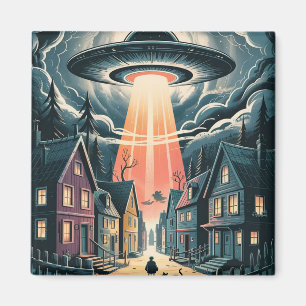 UFO-Entführungsnacht-Straßenillustration Magnet