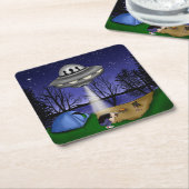 UFO Extraterrestrische Alien der Entführung Rechteckiger Pappuntersetzer (angewinkelt)