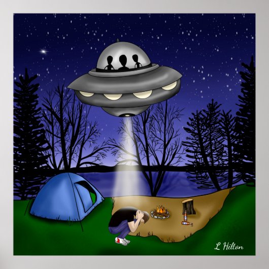 UFO Extraterrestrische Entführung Alien Art Poster (Vorne)