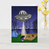 UFO Extraterrestrische Entführung Alien Birthday Karte (Gelbe Blume)