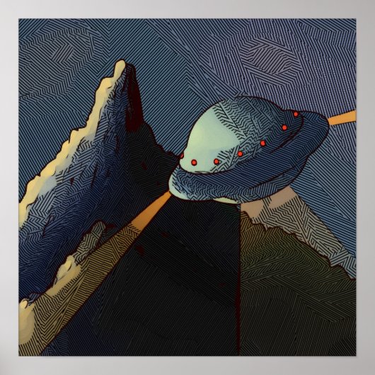 Ufo fliegende Berge Fantasy Alien Landschaft Poster (Vorne)