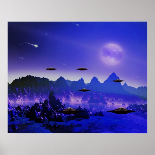 UFO-Flugobjekt im Weltraum Poster (Vorne)
