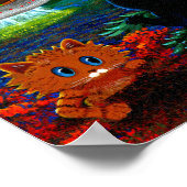 UFO Flying Saucer Funny Black Cat Orange Tabby Poster (Ecke)