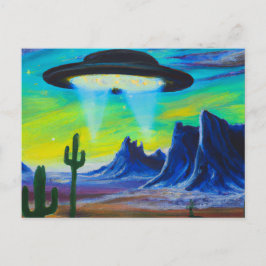 UFO Flying Saucer Wüstenmalerei Postkarte