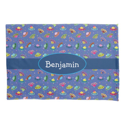 UFO Flying Whimsical Cartoon Raumschiff Muster Kissenbezug (Vorderseite)