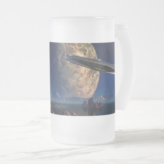 UFO-Foreign World - SciFi Landschaft Mattglas Bierglas (VorderseiteRechts)