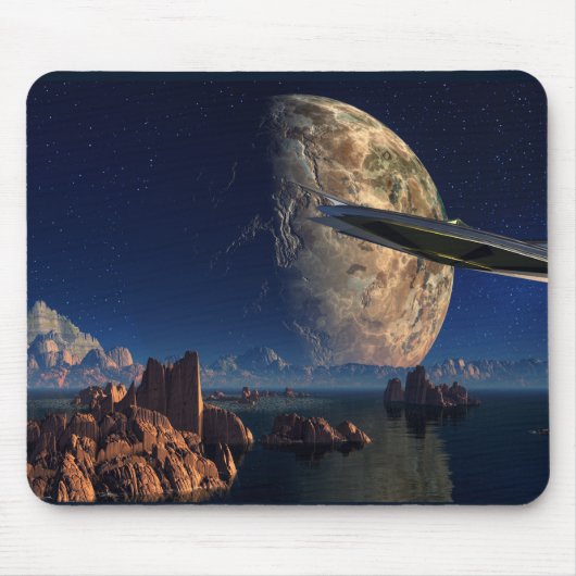 UFO-Foreign World-Scifi Landschaft Mousepad (Vorne)