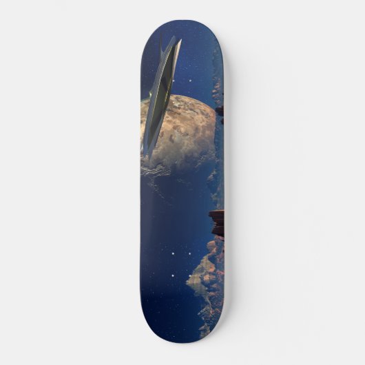 UFO-Foreign World-SciFi Landschaft Skateboard (Vorderseite)