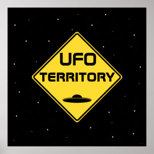 UFO-Gebiet Straßenzeichen Poster