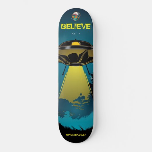 UFO Glaube Skateboard (Vorderseite)