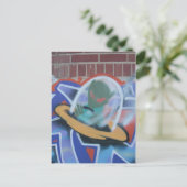 UFO Graffiti 02 Postkarte (Stehend Vorderseite)